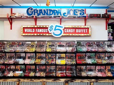Grandpa joe's candy - Grandpa Joe's Candy Shop is the largest candy shop in Beaver County. Ranked the #1 Candy Store in the state of Pennsylvania by MSN.com, Grandpa Joe's Candy Shop is also the home of the World Famous $5 Candy Buffet. With candy stacked from floor to ceiling, they carry practically every candy imaginable. Grandpa Joe's Glass Bottled Craft Soda ...